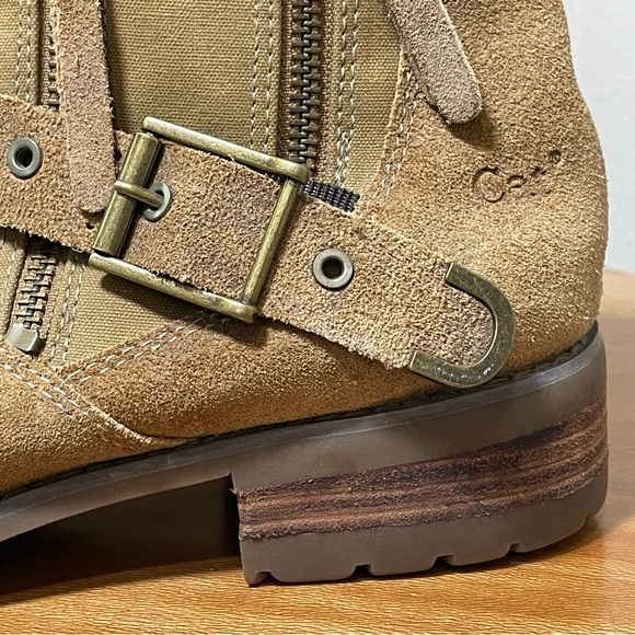 Women’s CAT Caterpillar Moto Zipper Work Boots Size 10/41 Camel Suede - Picture 14 of 16